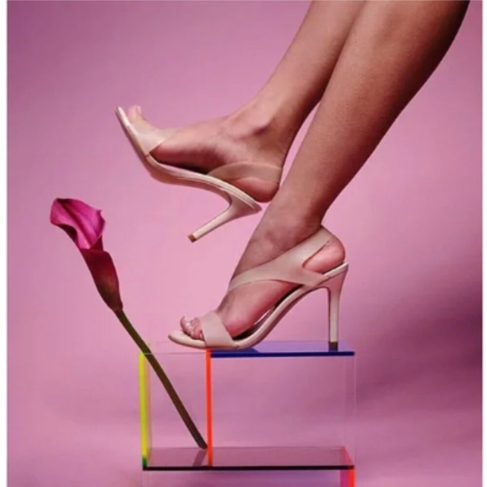 Deltan Tinsley Clear/Nude Vinyl Peep Toe Heels